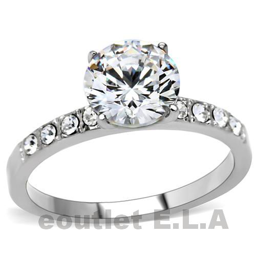 2.24CT CZ SOLITAIRE PLUS STAINLESS STEEL RING-size10